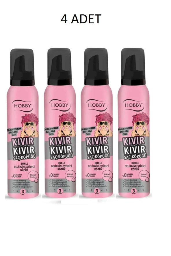 Hobby  KIVIR KIVIR SAÇ KÖPÜĞÜ, BUKLE ZENGİNLEŞTİRİCİ 150 ml X 4 ADET
