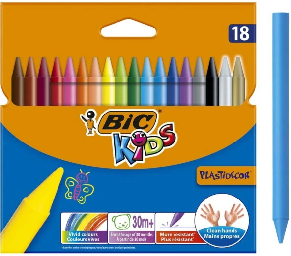 Bic Kids Plastidecor Silinebilir Mum Pastel Boya 18 Renk