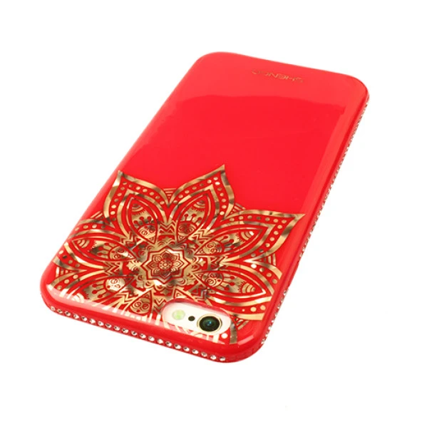 Shengo Apple iPhone 6S/6 Kılıf Kenarları Taşlı Silikon - Resim 4