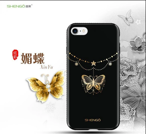 Shengo Apple iPhone 6S/6 Kılıf Kenarları Taşlı Silikon - Resim 2