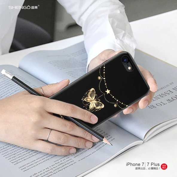 Shengo Apple iPhone 6S/6 Kılıf Kenarları Taşlı Silikon - Resim 3