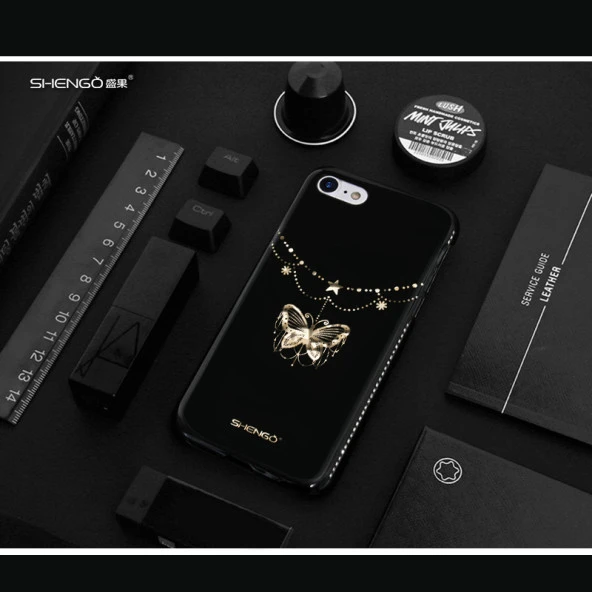 Shengo Apple iPhone 6S/6 Kılıf Kenarları Taşlı Silikon - Resim 4