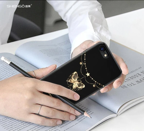 Shengo Apple iPhone 6S/6 Kılıf Kenarları Taşlı Silikon - Resim 5