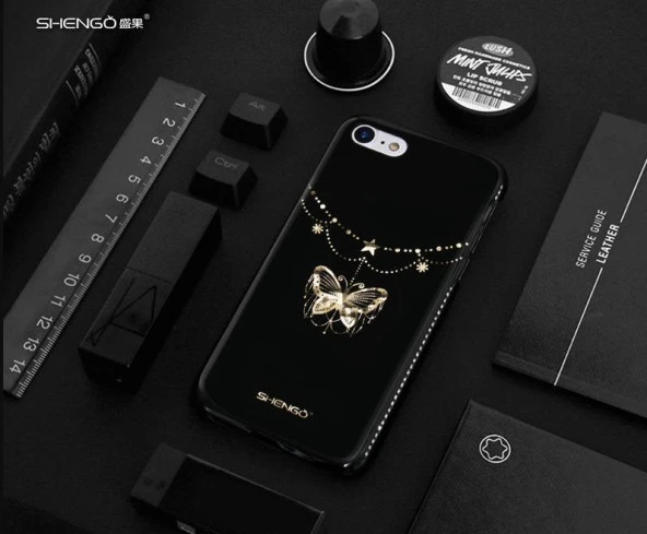 Shengo Apple iPhone 6S/6 Kılıf Kenarları Taşlı Silikon - Resim 6