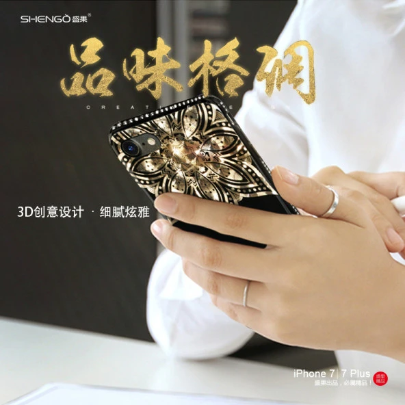 Shengo Apple iPhone 6S/6 Kılıf Kenarları Taşlı Silikon - Resim 4