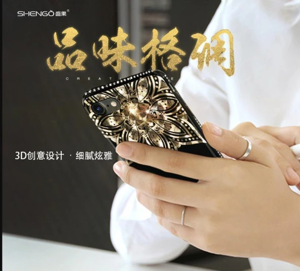 Shengo Apple iPhone 6S/6 Kılıf Kenarları Taşlı Silikon - Resim 6