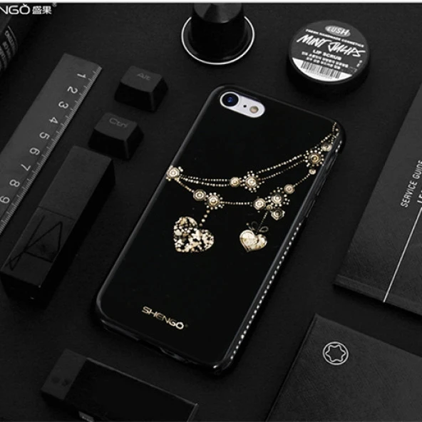 Shengo Apple iPhone 6S/6 Kılıf Kenarları Taşlı Silikon - Resim 4