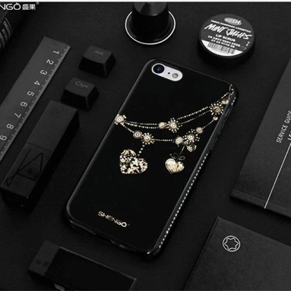 Shengo Apple iPhone 6S/6 Kılıf Kenarları Taşlı Silikon - Resim 5