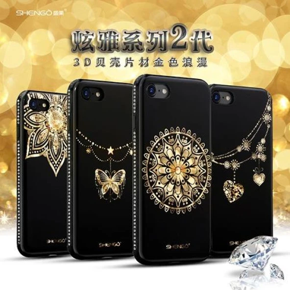 Shengo Apple iPhone 6S/6 Kılıf Kenarları Taşlı Silikon - Resim 6