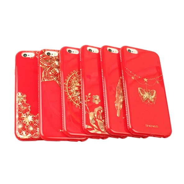 Shengo Apple iPhone 6S/6 Kılıf Kenarları Taşlı Silikon - Resim 3