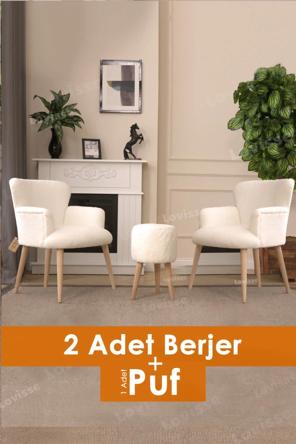 LOVİSSE HOME 3lü Berjer Set Tekli Koltuk Balkon, Ofis, Bekleme, Güzellik Merkezi, Çay Seti