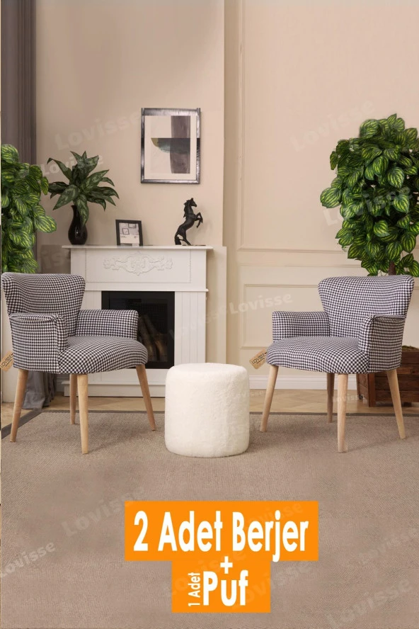LOVİSSE HOME 3lü Berjer Set Tekli Koltuk Balkon, Ofis, Bekleme, Güzellik Merkezi, Çay Seti