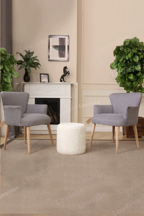 LOVİSSE HOME 3lü Berjer Set Tekli Koltuk Balkon, Ofis, Bekleme, Güzellik Merkezi, Çay Seti - Resim 2