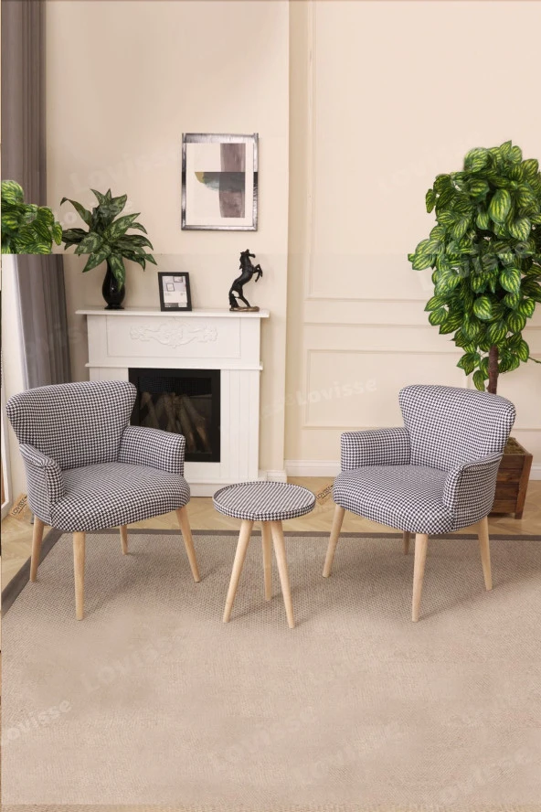 LOVİSSE HOME 3lü Berjer Set Tekli Koltuk Balkon, Ofis, Bekleme, Güzellik Merkezi, Çay Seti - 2
