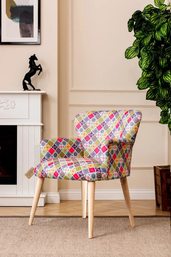 LOVİSSE HOME Patchwork Otantik Berjer Etnik Retro Tekli Koltuk Balkon, Ofis, Bekleme, Güzellik Merkezi, Çay Seti - 2
