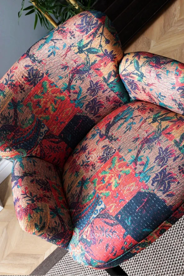 LOVİSSE HOME Mia Patchwork Berjer Tekli Koltuk Balkon, Ofis, Bekleme, Güzellik Merkezi, Çay Seti - 3