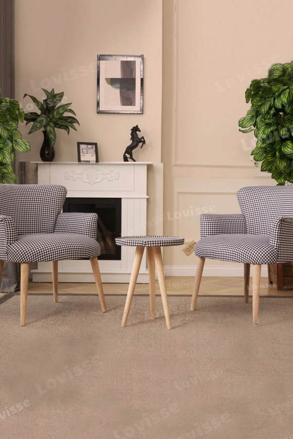 LOVİSSE HOME 3lü Berjer Set Tekli Koltuk Balkon, Ofis, Bekleme, Güzellik Merkezi, Çay Seti - 3