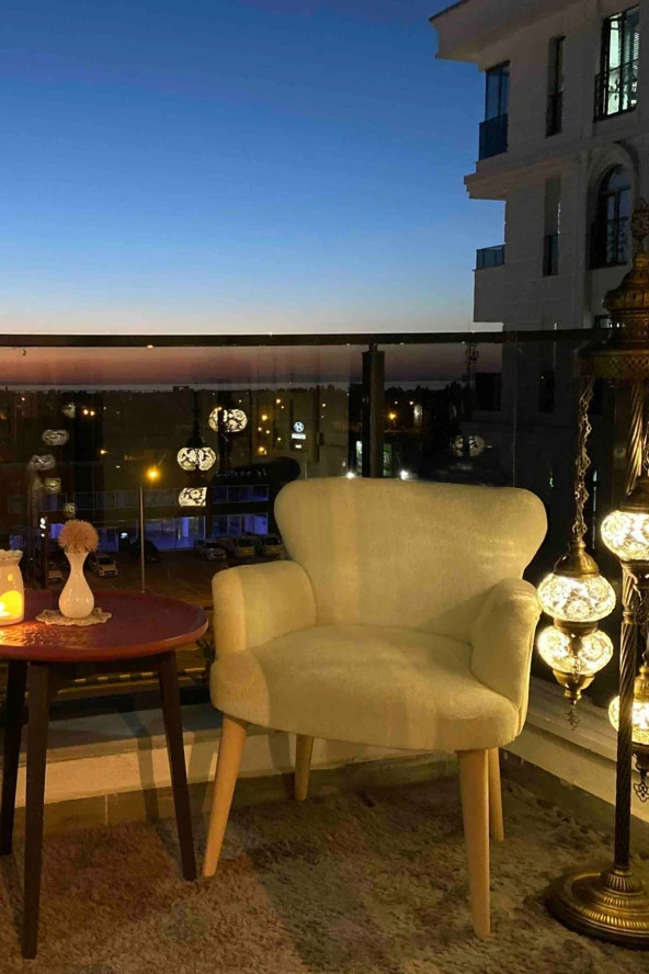 LOVİSSE HOME Antik Krem Buklet Teddy Berjer, Salon, Balkon, Ofis, Bekleme, Güzellik Merkezi - 4
