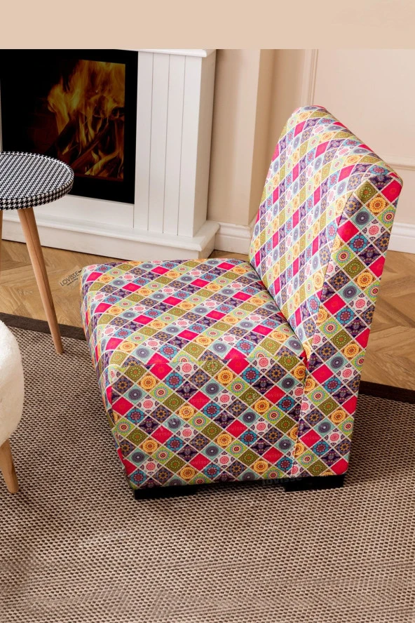 LOVİSSE HOME Patchwork Otantik Berjer Etnik Retro Tekli Koltuk Balkon, Ofis, Bekleme, Güzellik Merkezi, Çay Seti - 3