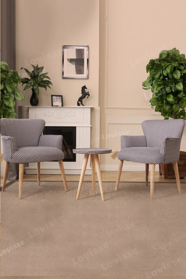 LOVİSSE HOME 3lü Berjer Set Tekli Koltuk Balkon, Ofis, Bekleme, Güzellik Merkezi, Çay Seti - 4