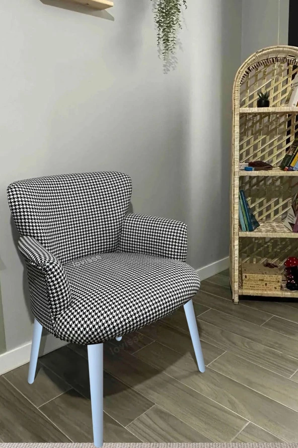 LOVİSSE HOME Puantiyeli Berjer Tekli Koltuk Balkon, Ofis, Bekleme, Güzellik Merkezi, Beyaz, Çay Seti - 2
