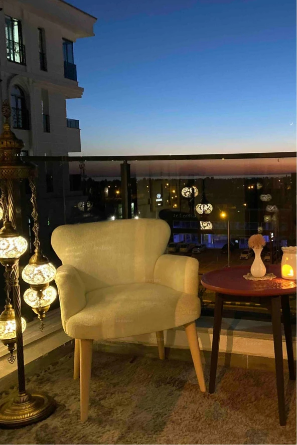 LOVİSSE HOME Antik Krem Buklet Teddy Berjer, Salon, Balkon, Ofis, Bekleme, Güzellik Merkezi - 4