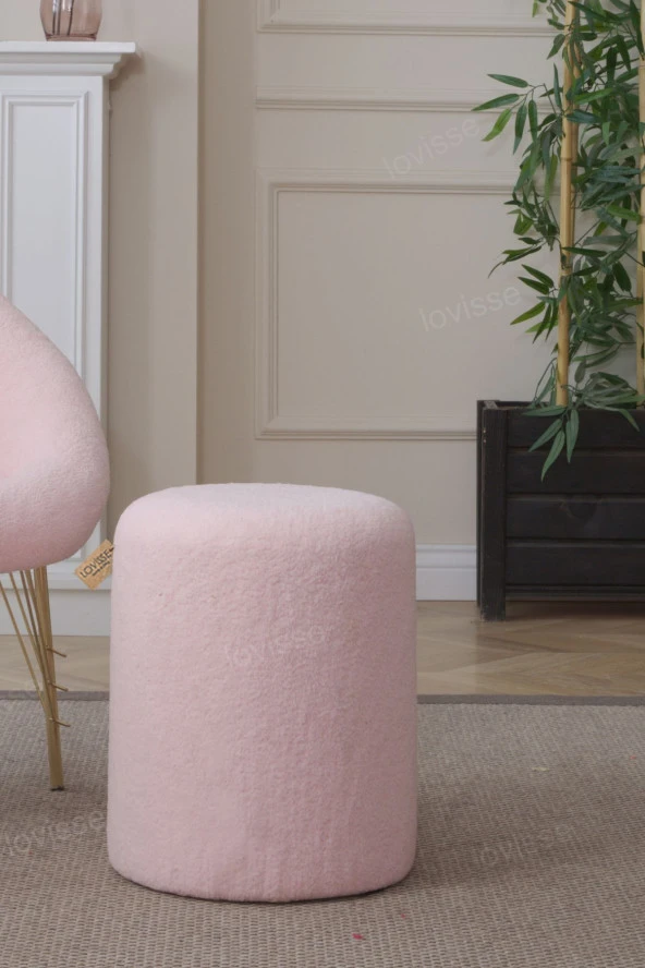 LOVİSSE HOME Aura Puf Pofuduk, Pofidik Teddy Ayak Uzatma - Kapı Önü- Makyaj Pufu Şeker Pembe - 2