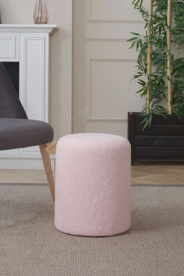 LOVİSSE HOME Aura Puf Pofuduk, Pofidik Teddy Ayak Uzatma - Kapı Önü- Makyaj Pufu Şeker Pembe - 4