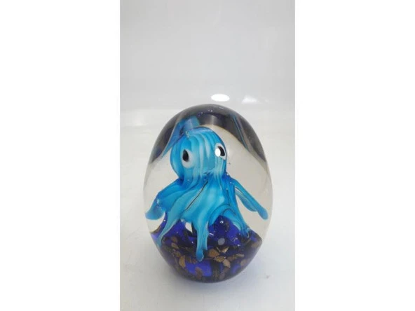 LAMEDOR OCTOPUS BLUE INK GLASS DECOR 9X9X11 CM
