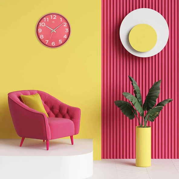 Girist Pembe Renk Dekoratif Duvar Saati 38 cm - 2