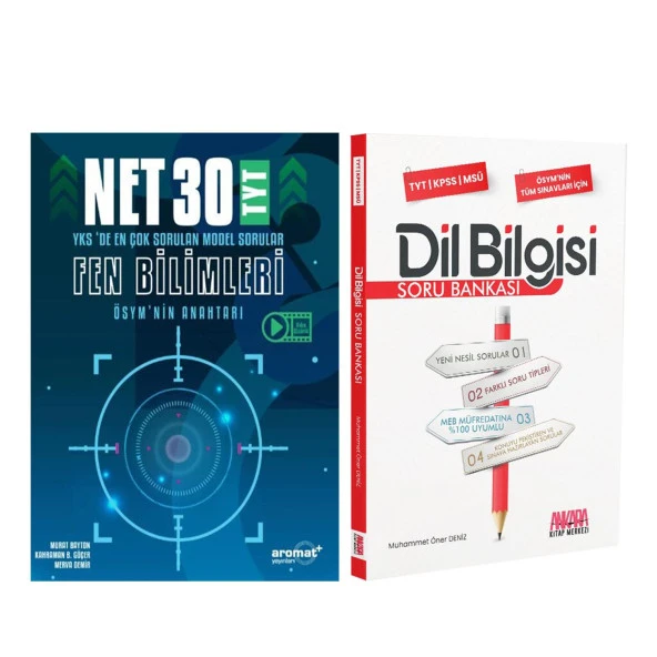 Aromat TYT Fen Bilimleri 30 Net Model Sorular ve AKM Dil Bilgisi Soru Bankası Seti 2 Kitap