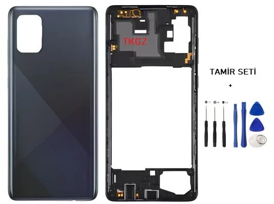 Samsung Galaxy A71 - SM-A715F FULL Kasa Arka Kapak Takım SİYAH - TAMİR SETİ