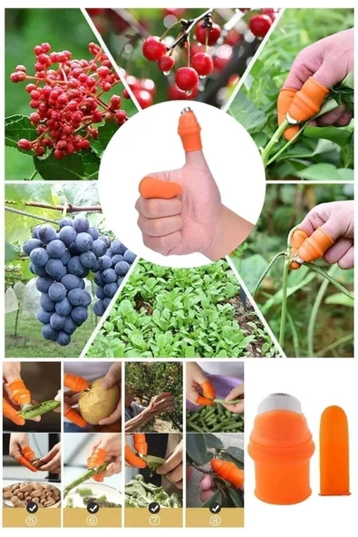 Pratik Baş Parmak Koruyucu Eldiven Sebze Meyve Soyucu Kesme Ayıklayıcı Silikon Aparat L - BEDEN - 8