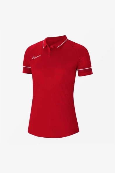 Nike W Academy 21 Polo CV2673-657 Kırmızı Kadın Polo Yaka Tişört