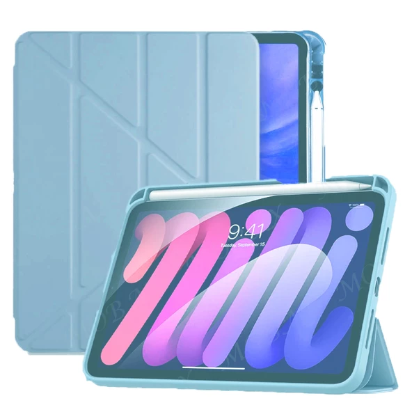 Apple iPad Air 11inç M2/M3 2025-2024 Kılıf Kalem Bölmeli Trifolding Case - 9