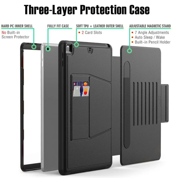 Apple iPad Air 11inç M2/M3 2025-2024 Kılıf Multifunction Leather Case - 6