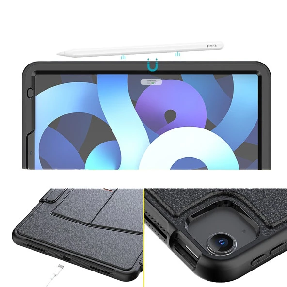 Apple iPad Air 11inç M2/M3 2025-2024 Kılıf Multifunction Leather Case - 7