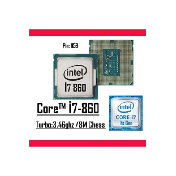 2. EL Intel Core i7-860 2.8 GHz LGA1156 PIN 1. NESİL İşlemci