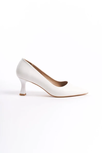 Kandy Beyaz Mat Kısa Kadeh Topuklu Ayakkabı - Resim 4