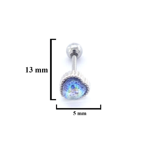 316L Çelik Zirkon Taşlı Kalp Şekilli Piercing PRC-180 - 3