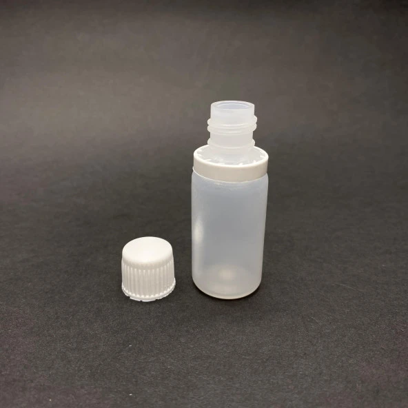 15 cc Plastik Şişe - Kilitli  Kapaklı- Şeffaf- x 10 Adet - Resim 2