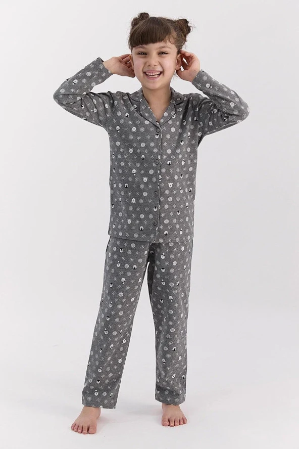 Snows Antramelanj Kız Çocuk Gömlek Pijama Takımı RP2587-C