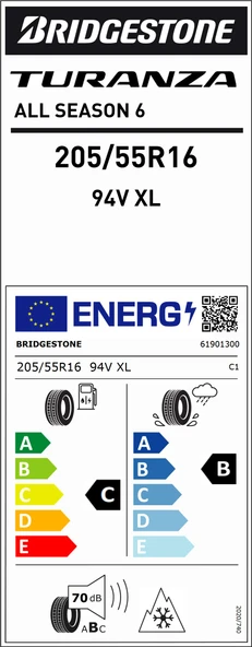 Bridgestone 205/55R16 94V Xl Turanza All Season 6 C-B-70 4 Mevsim Oto Lastiği (Üretim Yılı: 2024) - 2