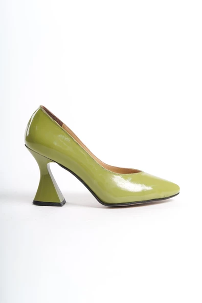 Hakiki Deri Kadın Kadeh Topuk Baskılı Sivri Burun Stiletto - 12