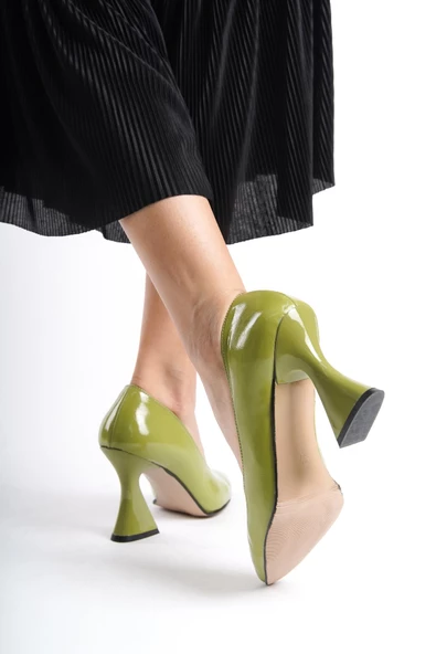 Hakiki Deri Kadın Kadeh Topuk Baskılı Sivri Burun Stiletto - 8