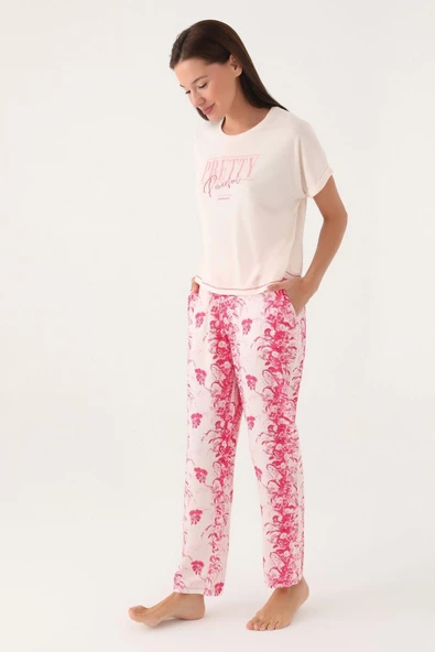 Pierre Cardin Kadın Vanilya Kısa Kol Pijama Takımı 8830