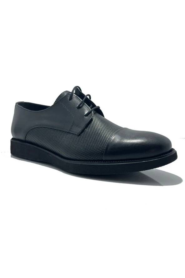NEVZAT ZÖHRE Siyah Bağcıklı Hakiki Deri Erkek Klasik Ayakkabı