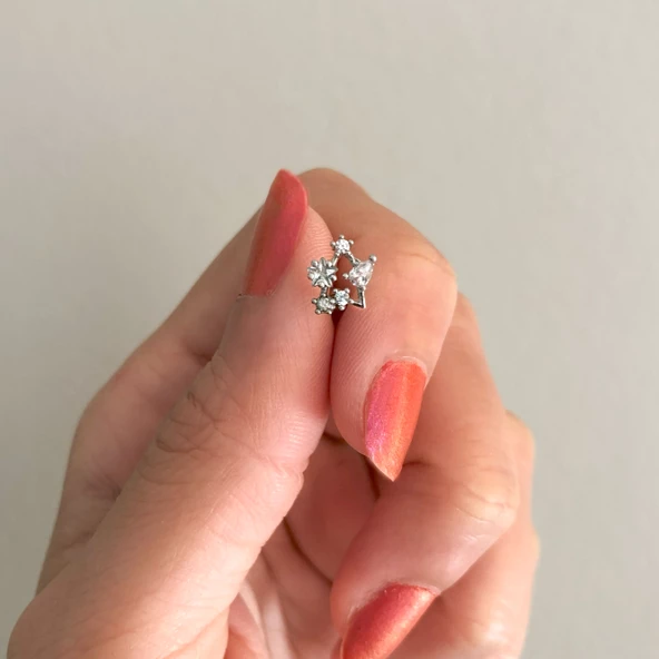 316L Çelik Zirkon Taşlı Takım Yıldızı Piercing PRC-172 - Resim 2