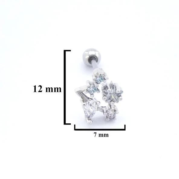 316L Çelik Zirkon Taşlı Takım Yıldızı Piercing PRC-172 - Resim 3