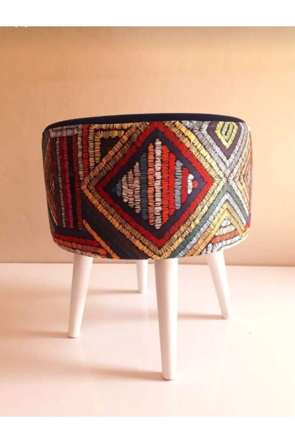 BEYLERBEYİ Gürgen Ahşap Ayaklı Dekoratif Yuvarlak Puf Bench Koltuk Bahçe sandalyesi - 2